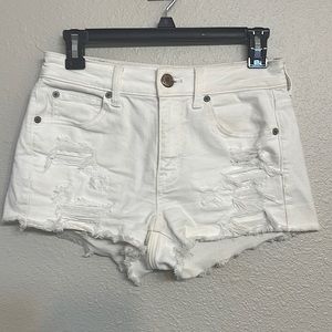 White distressed jean short shorts